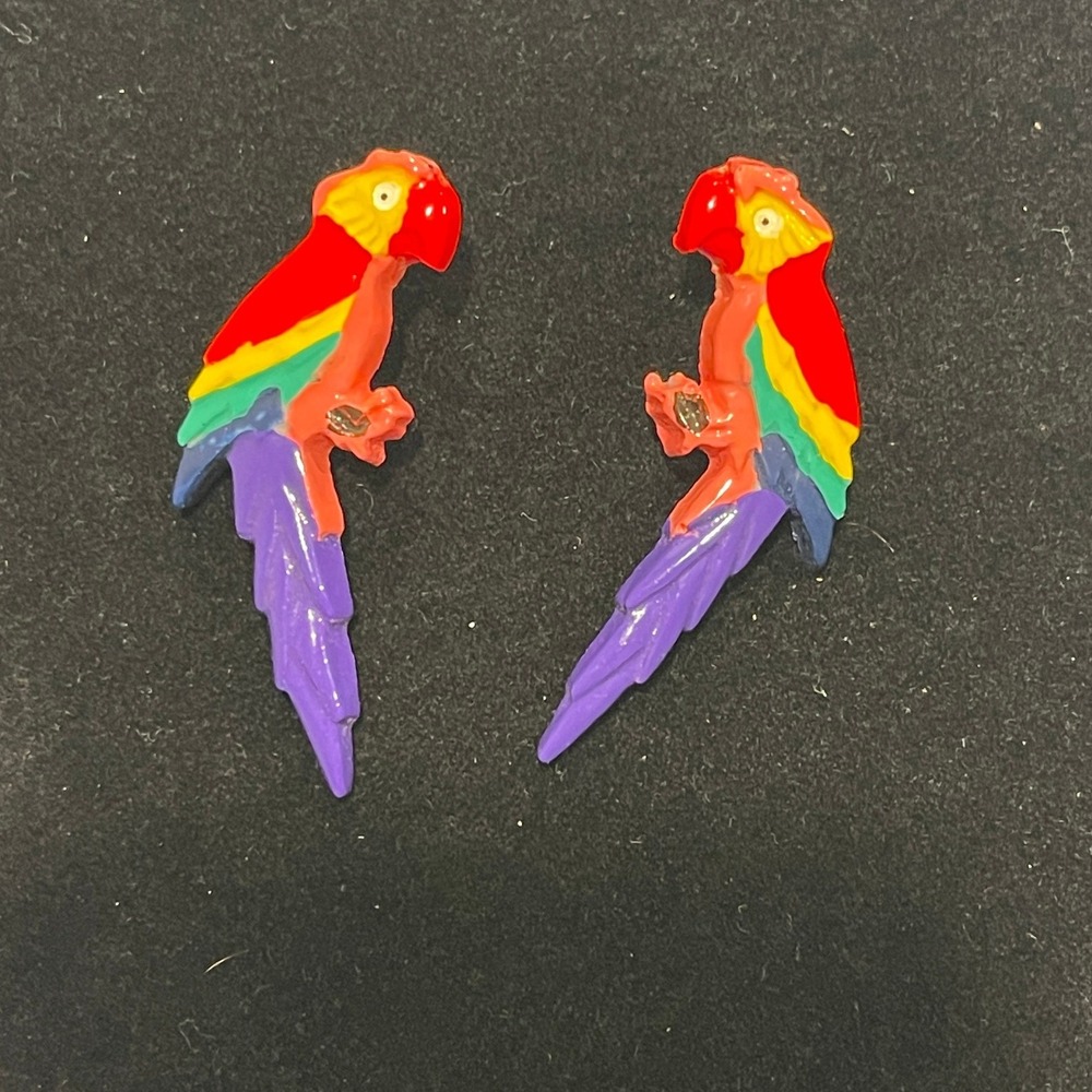 Vintage Style Colorful Parrot Stud Earrings Tropical Macaw Bird Jewelry Retro